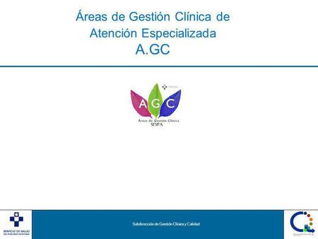 Subdirección de Gestión Clínica y Calidad Áreas de Gestión Clínica de Atención Especializada A.GC.