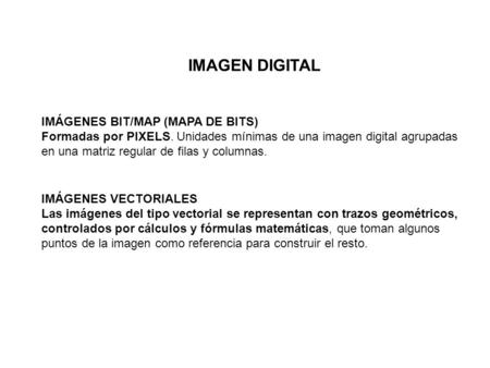 IMAGEN DIGITAL IMÁGENES BIT/MAP (MAPA DE BITS)