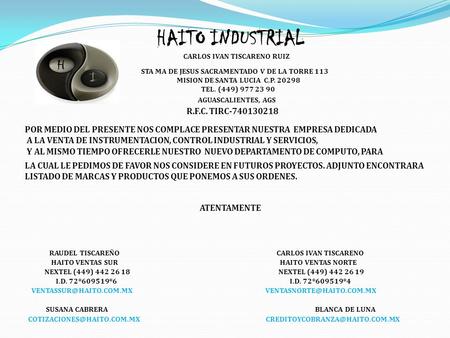HAITO INDUSTRIAL R.F.C. TIRC