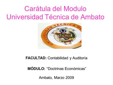 Carátula del Modulo Universidad Técnica de Ambato