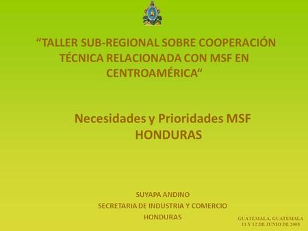 Necesidades y Prioridades MSF HONDURAS SUYAPA ANDINO