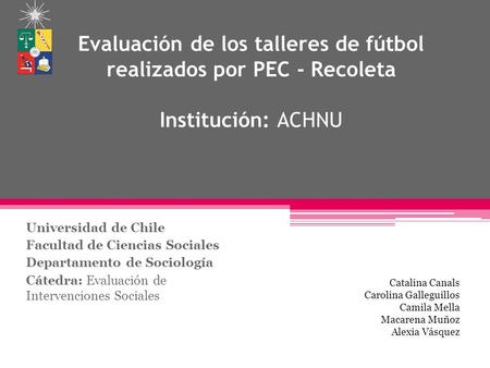 Universidad de Chile Facultad de Ciencias Sociales