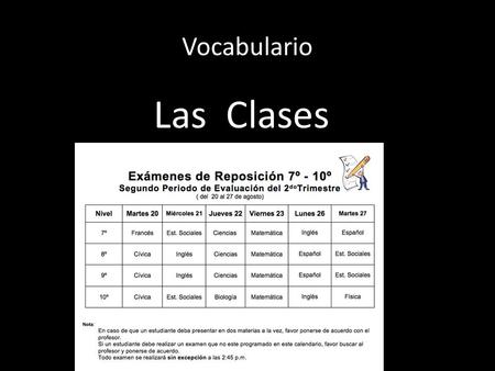Vocabulario Las Clases.