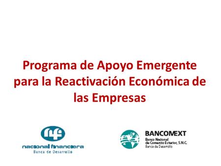 14 de mayo de 2009 127 Programa de Apoyo Emergente para la Reactivación Económica de las Empresas.