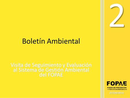 2 Boletín Ambiental Visita de Seguimiento y Evaluación al Sistema de Gestión Ambiental del FOPAE 29/03/2017.