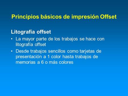 Principios básicos de impresión Offset