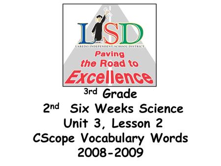 3rd Grade 2 nd Six Weeks Science Unit 3, Lesson 2 CScope Vocabulary Words 2008-2009.