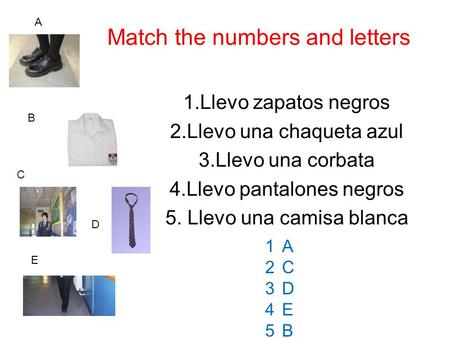 Match the numbers and letters