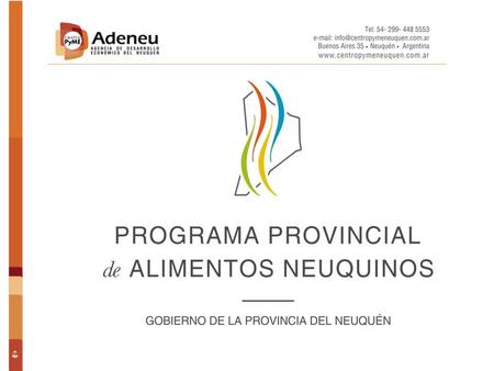 La concepción del Programa de Alimentos Neuquén como provincia de producción a baja escala y de calidad. Con desarrollo turístico importante y mayor potencial.