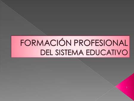 FORMACIÓN PROFESIONAL DEL SISTEMA EDUCATIVO