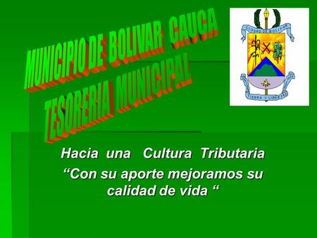 MUNICIPIO DE BOLIVAR CAUCA TESORERIA MUNICIPAL