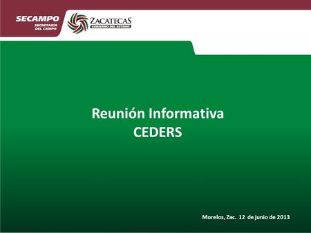 Reunión Informativa CEDERS Morelos, Zac. 12 de junio de 2013.