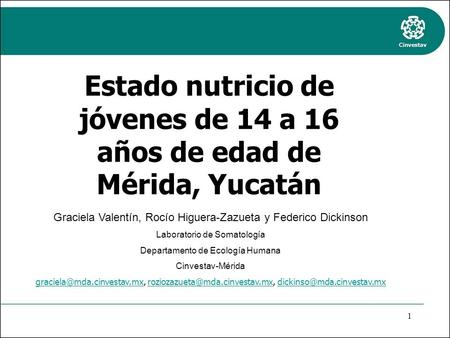 Estado nutricio de jóvenes de 14 a 16 años de edad de Mérida, Yucatán