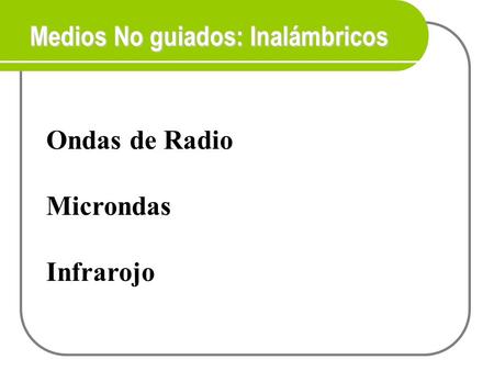 Medios No guiados: Inalámbricos