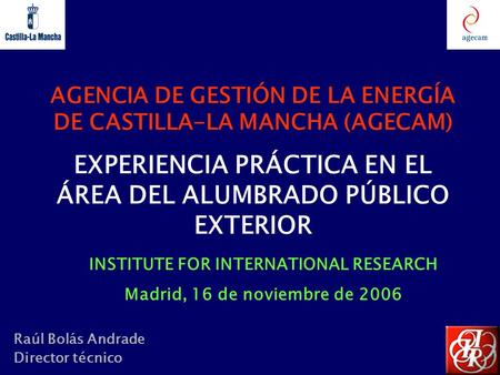 EXPERIENCIA PRÁCTICA EN EL ÁREA DEL ALUMBRADO PÚBLICO EXTERIOR