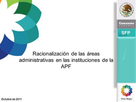 SFP Racionalización de las áreas administrativas en las instituciones de la APF Octubre de 2011.
