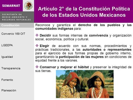 Artículo 2° de la Constitución Política de los Estados Unidos Mexicanos Reconoce y garantiza el derecho de los pueblos y las comunidades indígenas para: