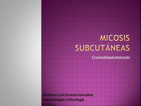 Micosis subcutáneas Cromoblastomicosis Profesor Luis Ernesto González