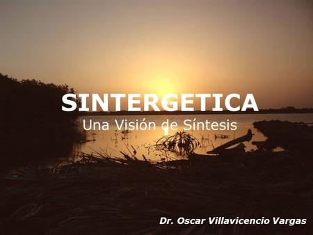 SINTERGETICA Una Visión de Síntesis Dr. Oscar Villavicencio Vargas.