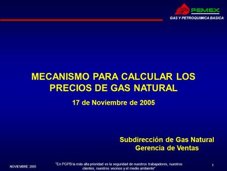 MECANISMO PARA CALCULAR LOS Subdirección de Gas Natural