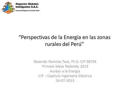 “Perspectivas de la Energía en las zonas rurales del Perú”