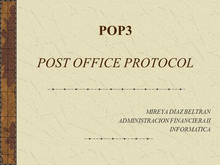 POP3 POST OFFICE PROTOCOL