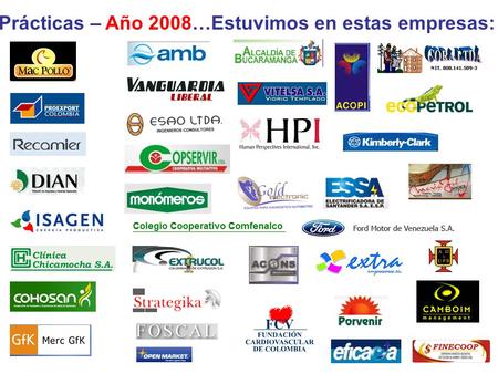 Prácticas – Año 2008…Estuvimos en estas empresas:.
