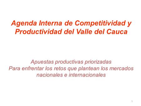 Agenda Interna de Competitividad y Productividad del Valle del Cauca