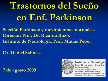Trastornos del Sueño en Enf. Parkinson