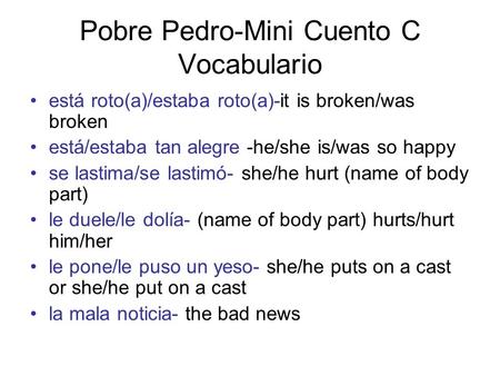 Pobre Pedro-Mini Cuento C Vocabulario