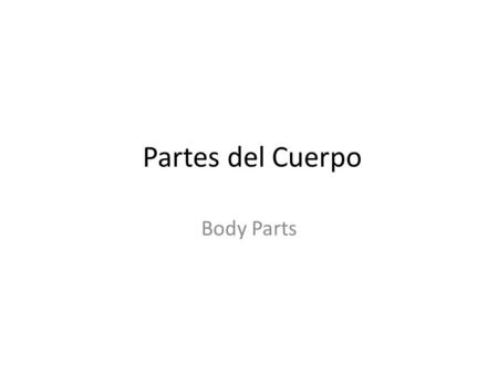 Partes del Cuerpo Body Parts.