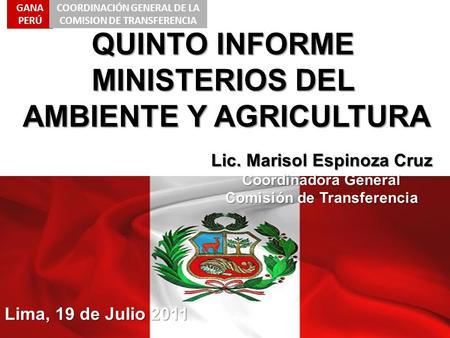 QUINTO INFORME MINISTERIOS DEL AMBIENTE Y AGRICULTURA