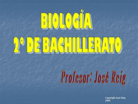 Profesor: José Reig BIOLOGÍA 2º DE BACHILLERATO