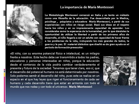 La importancia de María Montessori