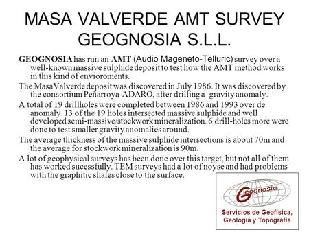 MASA VALVERDE AMT SURVEY GEOGNOSIA S.L.L.