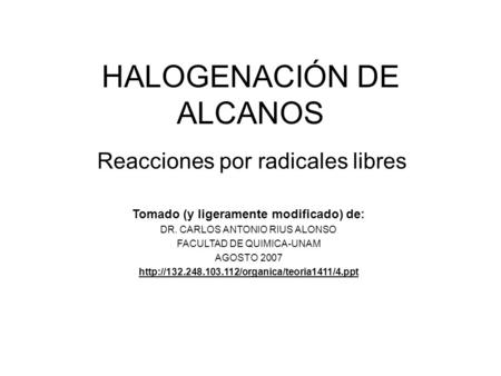 HALOGENACIÓN DE ALCANOS