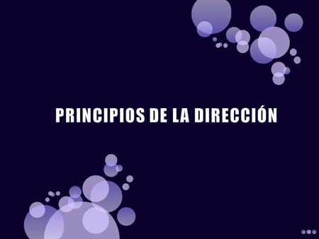 PRINCIPIOS DE LA DIRECCIÓN