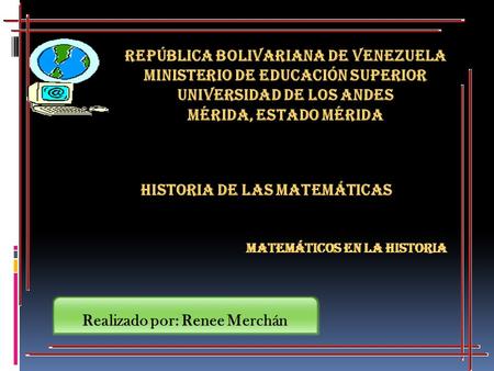 Historia de las Matemáticas República Bolivariana de Venezuela