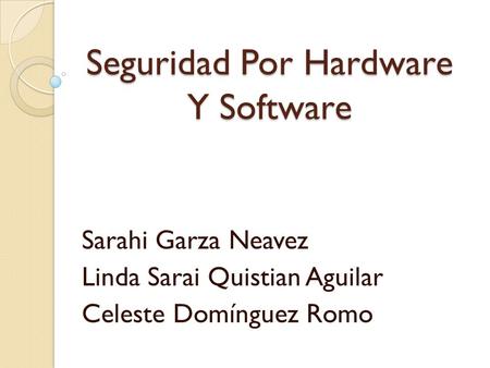 Seguridad Por Hardware Y Software