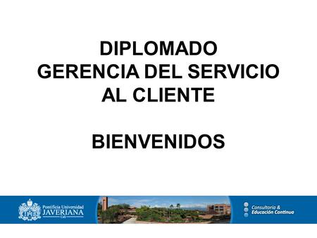 DIPLOMADO GERENCIA DEL SERVICIO AL CLIENTE BIENVENIDOS.