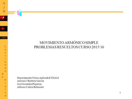 MOVIMIENTO ARMÓNICO SIMPLE PROBLEMAS RESUELTOS CURSO 2015/16