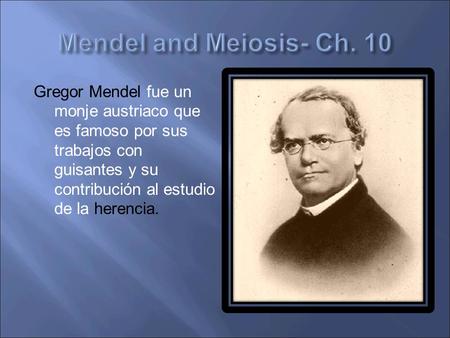 Gregor Mendel fue un monje austriaco que es famoso por sus trabajos con guisantes y su contribución al estudio de la herencia.
