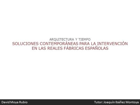 David Moya Rubio Tutor: Joaquín Ibáñez Montoya