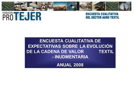 ENCUESTA CUALITATIVA DE EXPECTATIVAS SOBRE LA EVOLUCIÓN DE LA CADENA DE VALOR TEXTIL - INUDMENTARIA ANUAL 2008.
