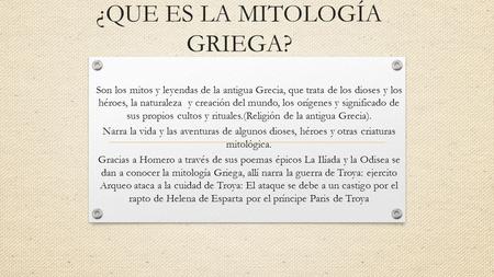 ¿QUE ES LA MITOLOGÍA GRIEGA?