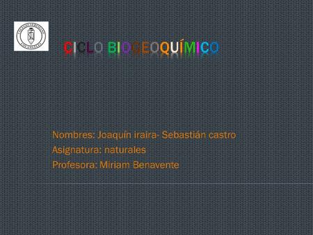 Ciclo biogeoquímico Nombres: Joaquín iraira- Sebastián castro