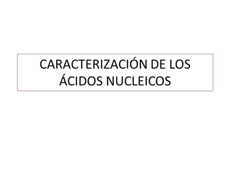 CARACTERIZACIÓN DE LOS ÁCIDOS NUCLEICOS