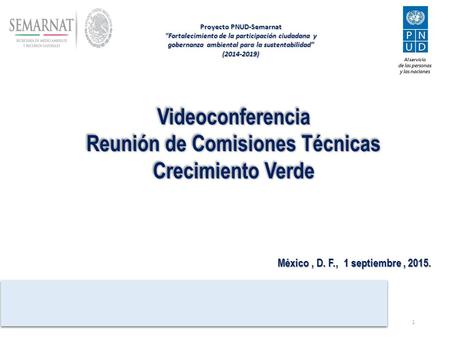 Videoconferencia Reunión de Comisiones Técnicas Crecimiento Verde Videoconferencia Reunión de Comisiones Técnicas Crecimiento Verde México, D. F., 1 septiembre,