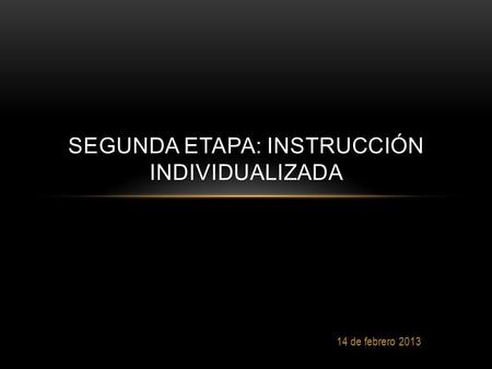 14 de febrero 2013 SEGUNDA ETAPA: INSTRUCCIÓN INDIVIDUALIZADA.