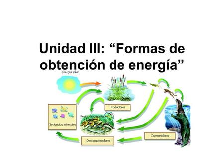 Unidad III: “Formas de obtención de energía”
